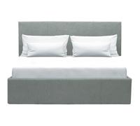 Lit coffre adulte MARTIN - Couchage 140x190 cm - Gris clair - Sommier a lattes Gris