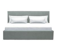 Lit coffre adulte MARTIN - Couchage 160x200 cm - Gris clair - Sommier a lattes Gris