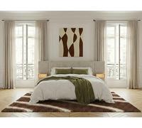 Lit coffre ALOE avec tête de lit capitonnée chevets et LED intégrées beige 180x200 BOBOCHIC 180x200 Beige
