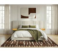 Lit coffre ALOE avec tête de lit capitonnée chevets et LED intégrées beige 140x200 BOBOCHIC 140x200 Beige