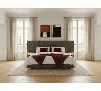 Lit coffre ALOE avec tête de lit capitonnée chevets et LED intégrées gris 160x200 BOBOCHIC 160x200 Gris