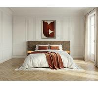 Lit coffre ALOE avec tête de lit capitonnée chevets et LED intégrées marron 140x200 BOBOCHIC 140x200 Marron