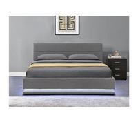 Lit coffre anastasia 171 x 213 x 90.5 cm en contreplaque sommier a lattes pour 2 personnes de couleur gris