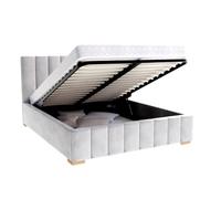 Lit Coffre Anton 120 x 200 cm avec sommier à lattes relevable Gris clair