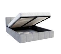 Lit coffre ATLANTA 140 x 190 cm avec sommier à lattes relevable Gris Clair