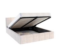 Lit coffre ATLANTA 160 x 200 cm avec sommier à lattes relevable Beige