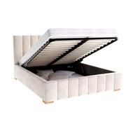 Lit Coffre Austin 120 x 200 cm avec sommier à lattes relevable Crème
