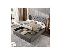 Lit coffre - AUTREMENT - 140x190 cm - Gris - 2 places - Sommier inclus