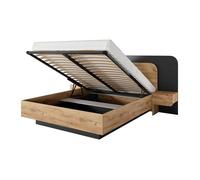Vente-unique - Lit Coffre avec chevets 160 x 200 cm - avec LEDs - Coloris : Naturel et Anthracite - DESADO