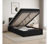 vidaXL Lit coffre tissu ottoman réglable avec matelas et bandes LED
