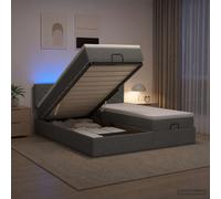 vidaXL Lit coffre ottoman réglable avec matelas et bandes LED Tissu