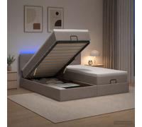 Lit coffre avec matelas et LED avec bandes LED Tissu ottoman Réglable vidaXL vid