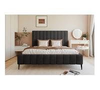 Lit coffre avec pieds - FIARRO - 160x200 cm - en tissu velours gris foncé