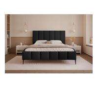 Lit coffre avec pieds - SARAFINO - 160x200 cm - en tissu velours noir