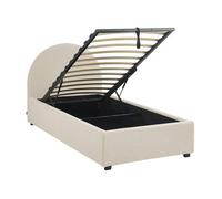 sweeek Lit coffre avec sommier à lattes et tête de lit finition bouclette blanc L 206 x P 104 x H 102cm Blanc