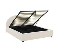 sweeek Lit coffre avec sommier à lattes et tête de lit finition bouclette blanc L2165 x P174 x H102cm Blanc