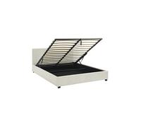 sweeek Lit coffre avec sommier à lattes et tête de lit finition velours côtelé blanc L 211 x P 168 x H 86cm Blanc