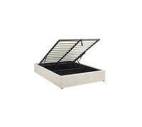 Lit coffre avec sommier à lattes finition bouclette blanc L 204 x P 148 x H 32cm