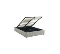 sweeek Lit coffre avec sommier à lattes finition velours côtelé gris L 204 x P 148 x H 32cm Gris