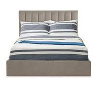Lit coffre avec sommier redevable velours taupe Saka 180x200 cm Beige G