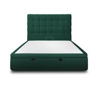 Lit coffre avec tte de lit capitonne Velours Vert 160x200 H39cm