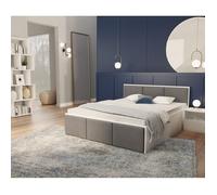 Lit coffre Barcelona 120 x 200 cm avec sommier à lattes relevable Blanc - Gris foncé