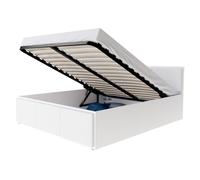 Lit coffre BARCELONA 140 x 190 cm avec sommier à lattes relevable Blanc