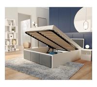 Lit coffre BARCELONA 140 x 190 cm avec sommier à lattes relevable Blanc - Gris foncé