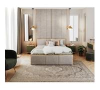Lit coffre Barcelona 140 x 190 cm avec sommier à lattes relevable Chêne - Gris clair