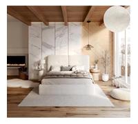 Lit coffre Bedretti 160 x 200 cm - Tissu cléo - sommier à lattes relevable Blanc
