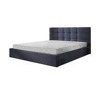 Mael - lit coffre - 180x200 - en tissu - sommier inclus - Bleu Ardoise
