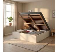 Lit Coffre Bilbao 140x190 cm + sommier/Blanc