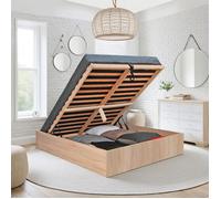 WEBER INDUSTRIES Lit Coffre Bilbao 140x190 cm + sommier/Décor chêne Blanchi