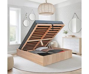 Lit Coffre Bilbao 140x200 cm + sommier/Décor chêne Blanchi