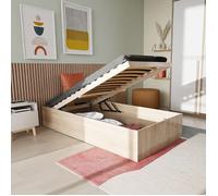 WEBER INDUSTRIES Lit Coffre Bilbao 90x200 cm + sommier/Décor chêne Blanchi