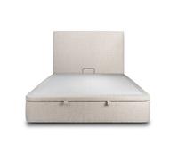 Lit coffre 140x190cm avec tête de lit tapissier Bouclette Beige - Hauteur totale : 39cm