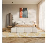 Lit coffre - BOWIA - 180x200 cm - en tissu peluche beige clair