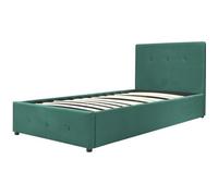 Lit Coffre Capitonné Emma 90x190cm | Vert | Sommier inclus | Lit design et fonctionnel