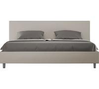 Lit coffre capitonné simili cuir gris tourterelle Adele 180x210