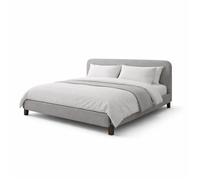 Lit coffre Capucine 200x200 cm - Tissu feutrine - Tête de lit incluse - Beige