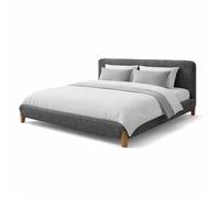 Lit coffre Capucine 200x200 cm - Tissu feutrine - Tête de lit incluse - Gris
