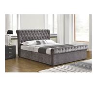 Lit Coffre Carla Capitonnée en Tissu Gris (140 X 190 CM)