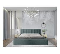 Lit coffre CERVIN - Velours doux Nuit émeraude - 160x200 cm - Sommier relevable - Design élégant
