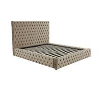 Vente-unique - Lit Coffre Chesterfield 160 x 200 cm - Velours - Taupe - DULENI