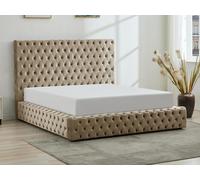 Lit coffre chesterfield 180 x 200 cm - Velours - Taupe - DULENI