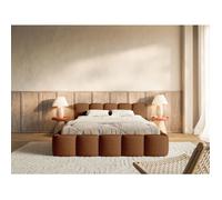 Lit coffre - CLOUDY LOW - 180×200 - avec sommier à lattes - chenille hydrophobe - cuivre