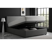 Lit coffre Colisée simili cuir matelas Empereur en option Sampur : 140 x 190 cm / Gris / Lit seul
