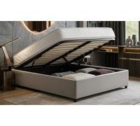 Lit coffre Cômes tissu : 140 x 190 cm / Gris clair / Sans matelas