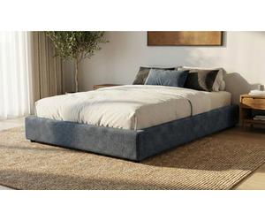 Lit coffre Cômes Velours côtelé matelas Empereur en option : 200 x 200 cm / Bleu nuit / Lit seul