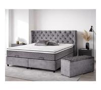 Lit coffre complet capitonné 180cm + matelas + surmatelas LUXY